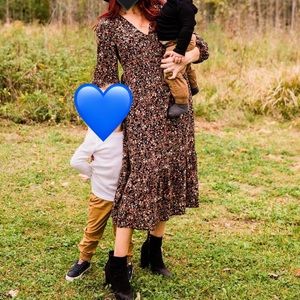 Floral Midi Long Sleeve Dress